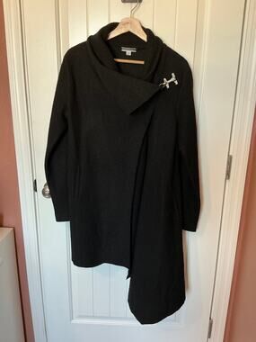 NWOT Garnet Hill Asymmetrical Boiled Wool Coat W4 Black